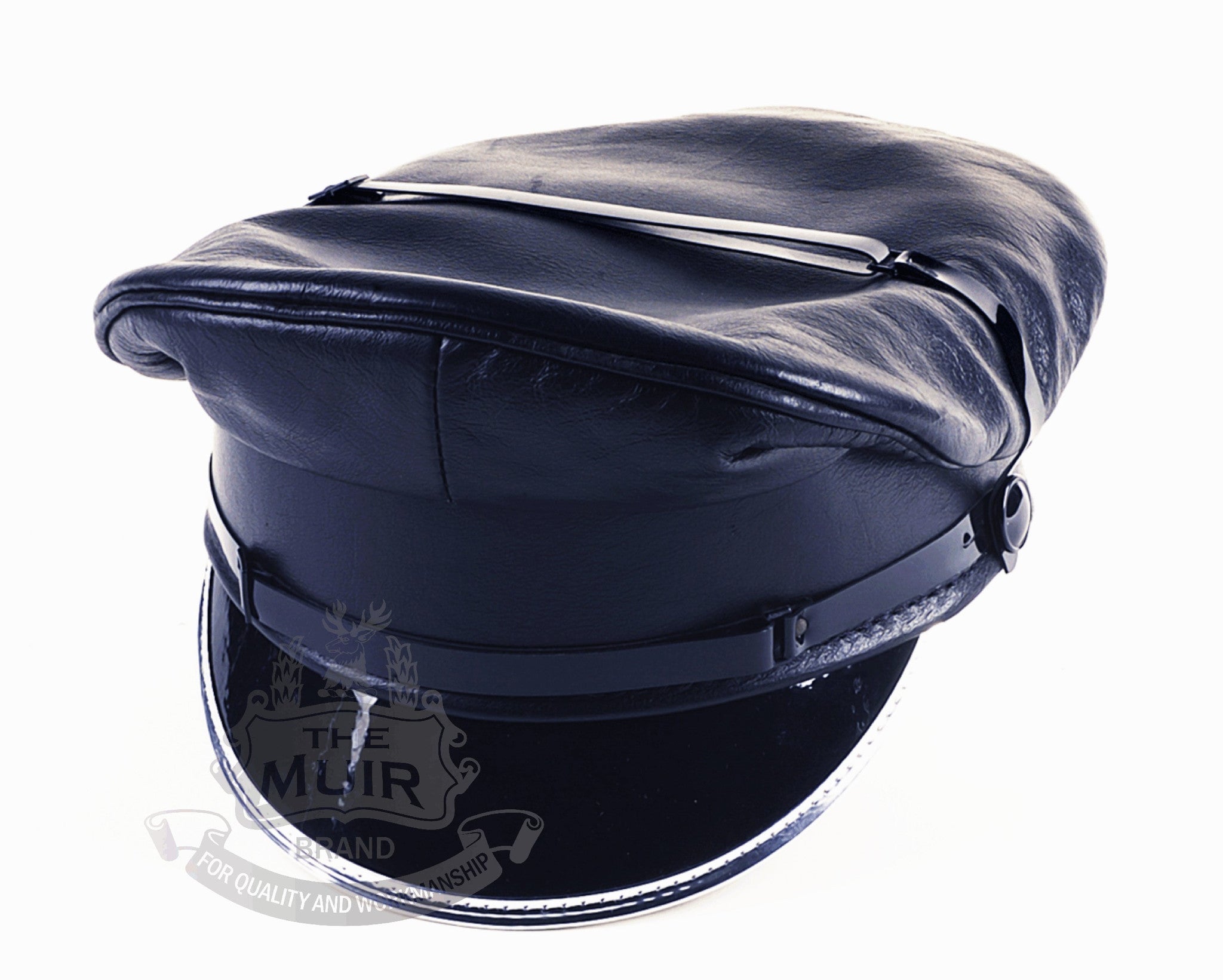 THE MUIR LEATHER CAP - Silver Mylar on Peak – Muir Cap